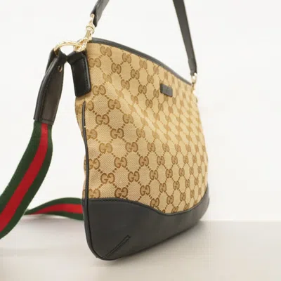 Pre-owned Gucci Black Brown Canvas Shoulder Bag () In Multi