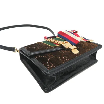 Pre-owned Gucci Black Brown Suede Shoulder Bag () In Multi