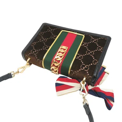 Pre-owned Gucci Black Brown Suede Shoulder Bag () In Multi