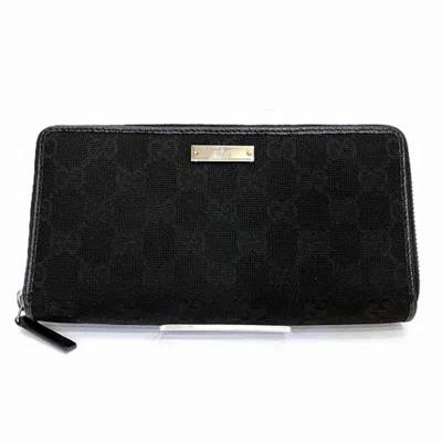 Pre-owned Gucci Black Canvas Leather Long Wallet (bi-fold) ()