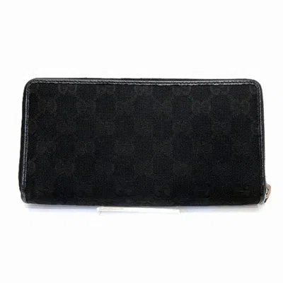 Pre-owned Gucci Black Canvas Leather Long Wallet (bi-fold) ()