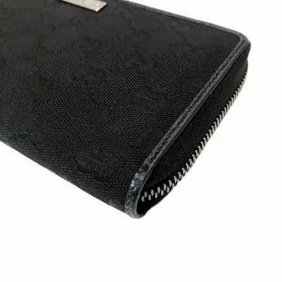 Pre-owned Gucci Black Canvas Leather Long Wallet (bi-fold) ()
