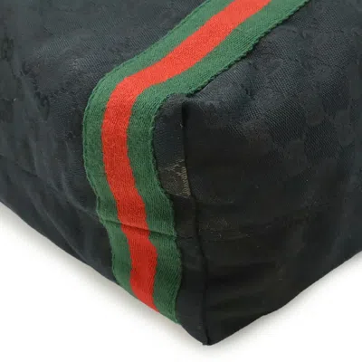 Pre-owned Gucci Black Green Red Color Canvas Leather Shoulder Bag Tote Bag () In Multi