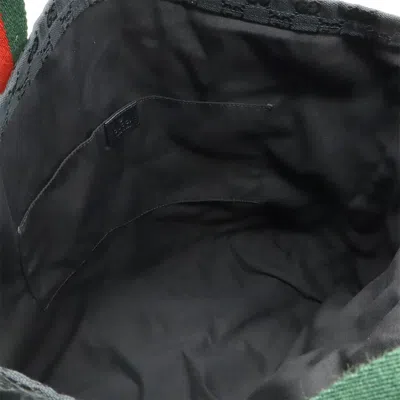 Pre-owned Gucci Black Green Red Color Canvas Leather Shoulder Bag Tote Bag () In Multi