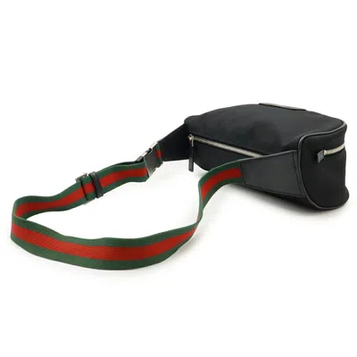 Pre-owned Gucci Black Green Red Color Nylon Canvas Leather Shoulder Bag Sling Bag () In Multi