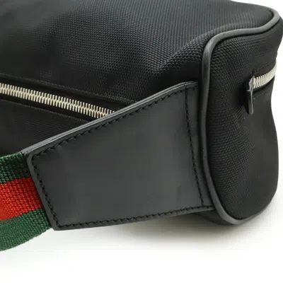 Pre-owned Gucci Black Green Red Color Nylon Canvas Leather Shoulder Bag Sling Bag () In Multi