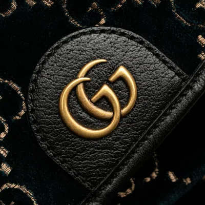 Pre-owned Gucci Black Green Velvet Leather Backpack () In Multi
