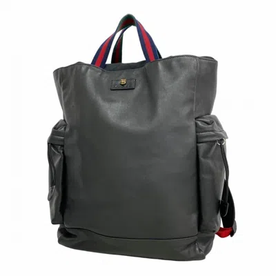Pre-owned Gucci Black Leather Backpack ()
