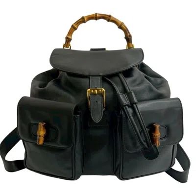 Pre-owned Gucci Black Leather Backpack ()