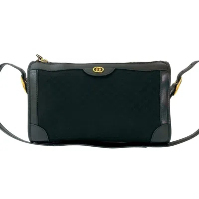 Pre-owned Gucci Black Leather Canvas Pochette Shoulder Bag ()