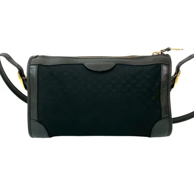 Pre-owned Gucci Black Leather Canvas Pochette Shoulder Bag ()