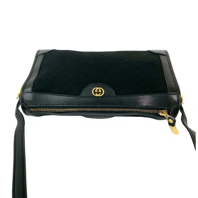 Pre-owned Gucci Black Leather Canvas Pochette Shoulder Bag ()