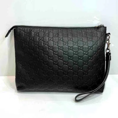 Pre-owned Gucci Black Leather Clutch Bag ()