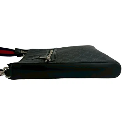 Pre-owned Gucci Black Navy Red Color Leather Pvc Pochette Shoulder Bag ()