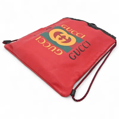 Pre-owned Gucci Black Red Color Leather Backpack () In Multi