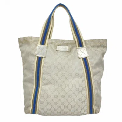 Pre-owned Gucci Blue Gray Silver Canvas Tote Bag ()