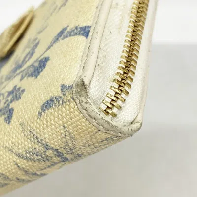 Pre-owned Gucci Blue Ivory Canvas Long Wallet (bi-fold) ()