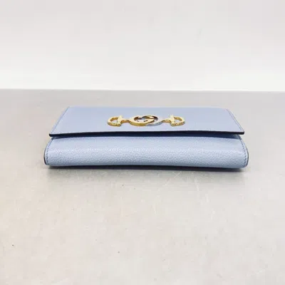 Pre-owned Gucci Blue Leather Long Wallet (bi-fold) ()