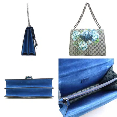 Pre-owned Gucci Blue Suede Gg Supreme Canvas Shoulder Bag ()