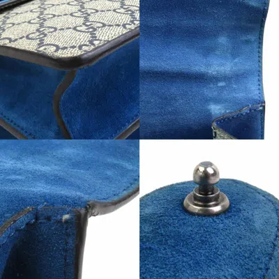 Pre-owned Gucci Blue Suede Gg Supreme Canvas Shoulder Bag ()