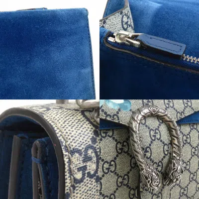 Pre-owned Gucci Blue Suede Gg Supreme Canvas Shoulder Bag ()