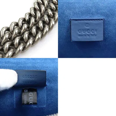 Pre-owned Gucci Blue Suede Gg Supreme Canvas Shoulder Bag ()