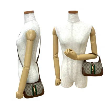 Pre-owned Gucci Brown Green Red Color Leather Pvc Handbag Shoulder Bag ()