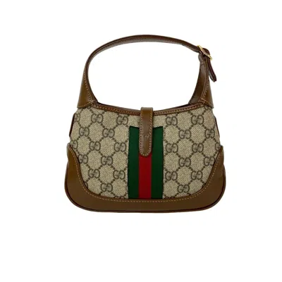 Pre-owned Gucci Brown Green Red Color Leather Pvc Handbag Shoulder Bag ()