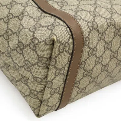 Pre-owned Gucci Brown Khaki Gg Supreme Shoulder Bag Tote Bag () In Multi