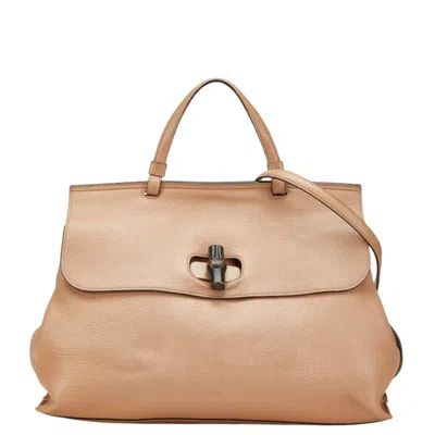 Pre-owned Gucci Brown Leather Shoulder Bag Tote Bag ()