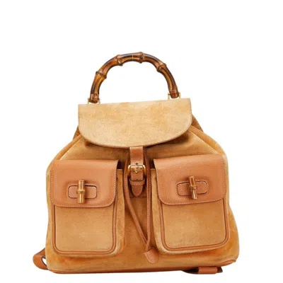 Pre-owned Gucci Brown Leather Suede Backpack ()