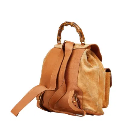 Pre-owned Gucci Brown Leather Suede Backpack ()