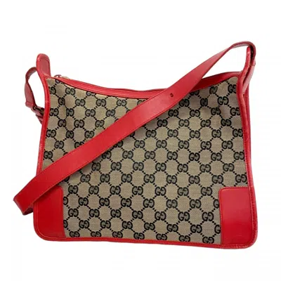 Pre-owned Gucci Brown Red Color Canvas Shoulder Bag () In Multi