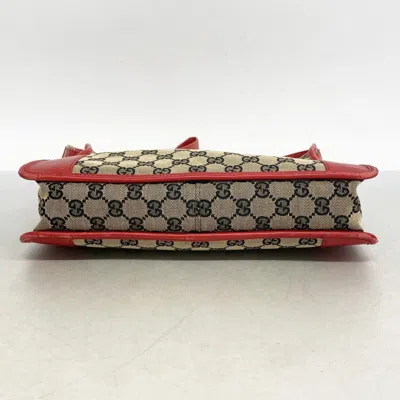 Pre-owned Gucci Brown Red Color Canvas Shoulder Bag () In Multi