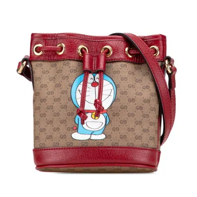 Pre-owned Gucci Brown Red Color Pvc Leather Shoulder Bag () In Multi
