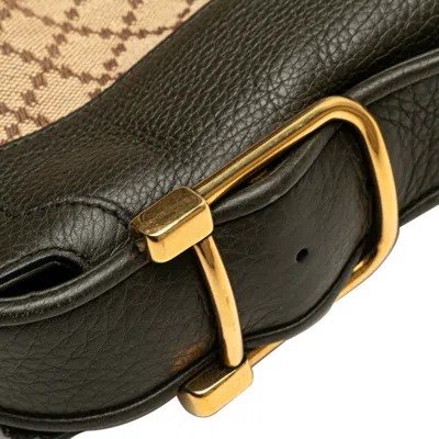 Pre-owned Gucci Diamante Beige Khaki Canvas Leather Shoulder Bag ()