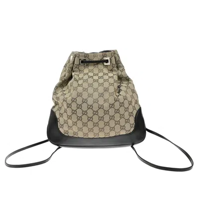 Pre-owned Gucci Drawstring Backpack Gg Canvas Brown Canvas Backpack Bag ()
