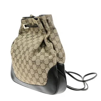 Pre-owned Gucci Drawstring Backpack Gg Canvas Brown Canvas Backpack Bag ()
