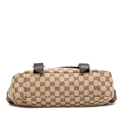 Pre-owned Gucci Gg Canvas Beige Brown Gg Canvas Leather Messenger Bag Shoulder Bag ()