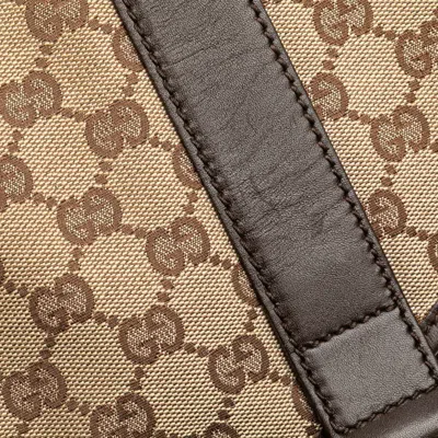 Pre-owned Gucci Gg Canvas Beige Brown Gg Canvas Leather Messenger Bag Shoulder Bag ()