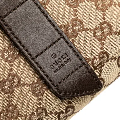 Pre-owned Gucci Gg Canvas Beige Brown Gg Canvas Leather Messenger Bag Shoulder Bag ()