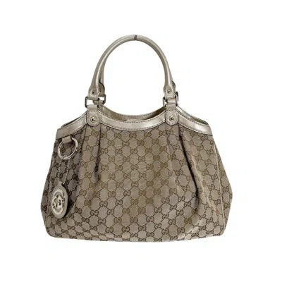 Pre-owned Gucci Gg Canvas Beige Gg Canvas Handbag Tote Bag () In Sand