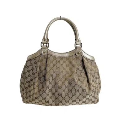 Pre-owned Gucci Gg Canvas Beige Gg Canvas Handbag Tote Bag () In Sand