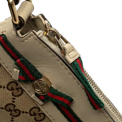 Pre-owned Gucci Gg Canvas Beige Gg Canvas Leather Shoulder Bag () In Sand