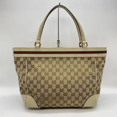 Pre-owned Gucci Gg Canvas Beige Gg Canvas Handbag Tote Bag () In Sand