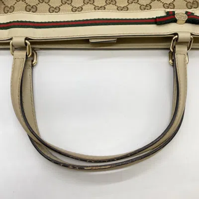 Pre-owned Gucci Gg Canvas Beige Gg Canvas Handbag Tote Bag () In Sand