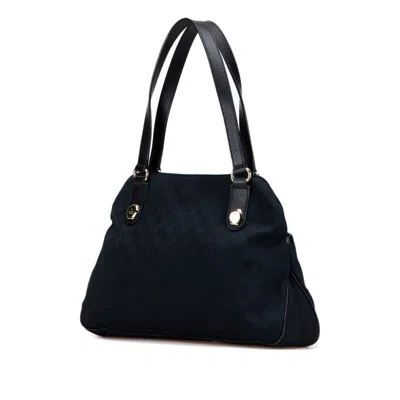Pre-owned Gucci Gg Canvas Black Canvas Leather Shoulder Bag Tote Bag ()