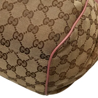 Pre-owned Gucci Gg Canvas Brown Pink Gg Canvas Leather Handbag Shoulder Bag () In Multi