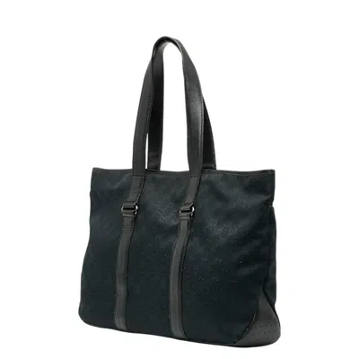 Pre-owned Gucci Gg Canvas Navy Black Gg Canvas Tote Bag ()