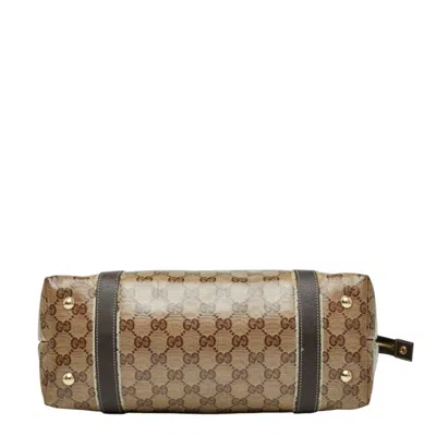 Pre-owned Gucci Gg Crystal Beige Brown Pvc Leather Tote Bag ()